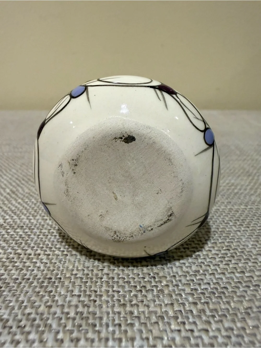 Vintage Sarawak Handpainted Studio Pottery Miniature Vase / Toothpick Holder